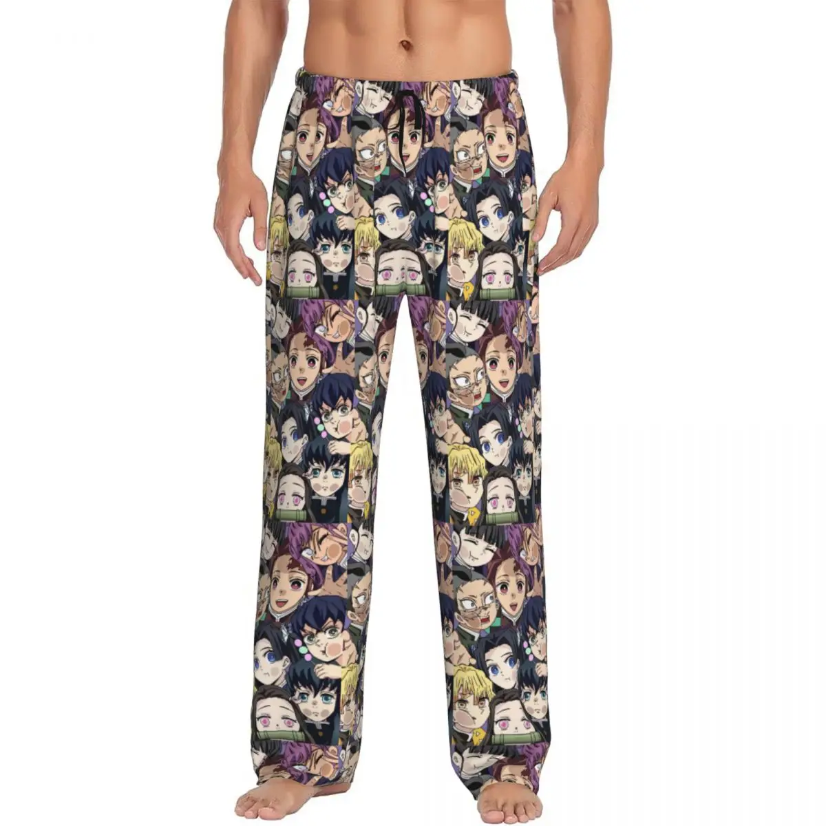 

Custom Demones S-Slayer Pajama Pants Sleepwear Men's Elastic Waistband Sleep Lounge Bottoms with Pockets