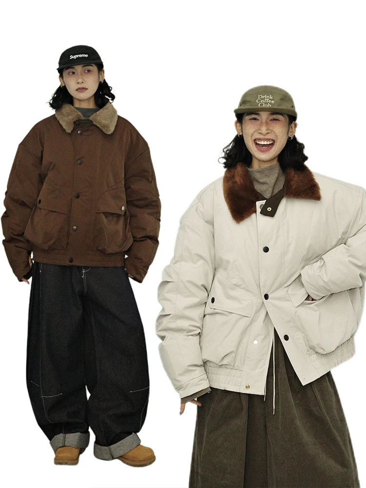 

Guluwo, зимняя новая теплая свободная коричневая хлопковая куртка в стиле ретро с застежкой на одной пуговице