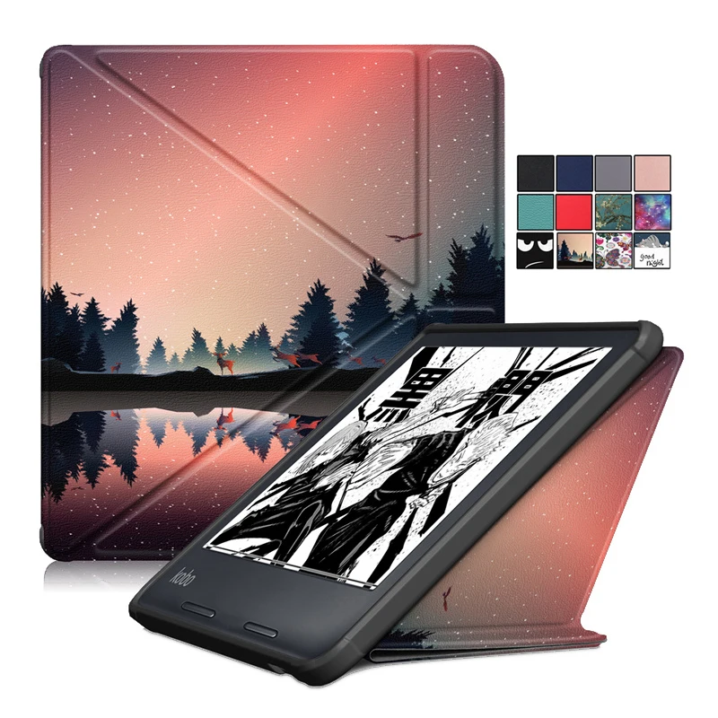 For Kobo Libra Colour Color Libra 2 Case Cover Fashion Painted Smart Folio Ereader for Kobo Libra Colour Funda Auto Sleep/Wake