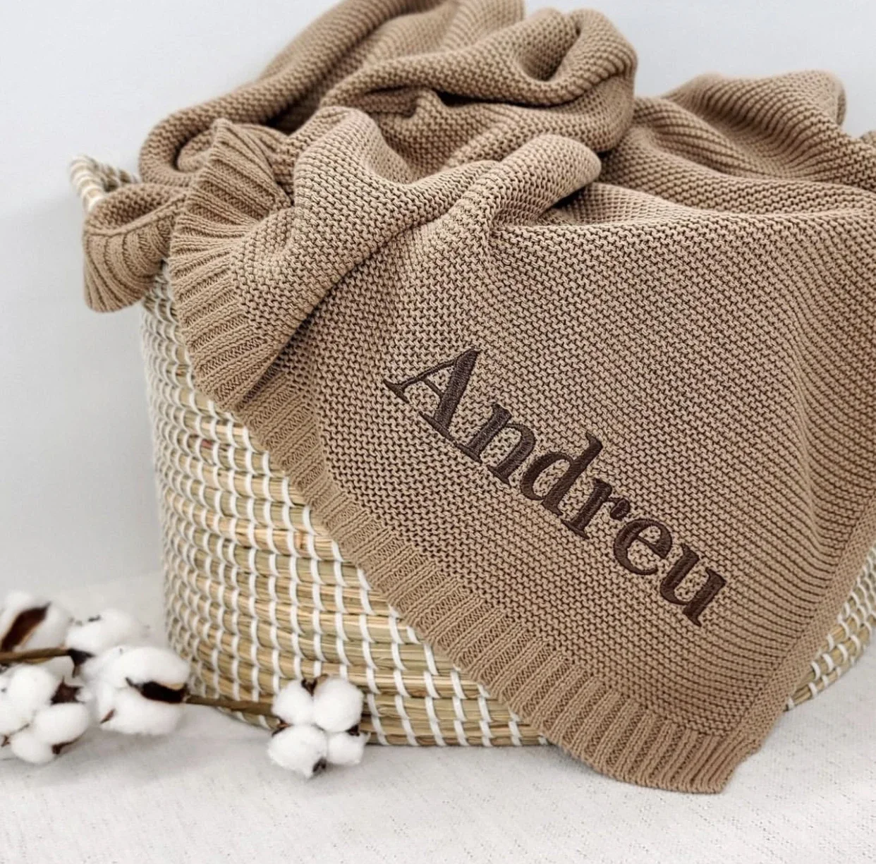 Personalized Baby gifts swaddle Blanket with Name Custom Knited  Baby Blanket with Embroidery name Baby Newborn kids girls boys