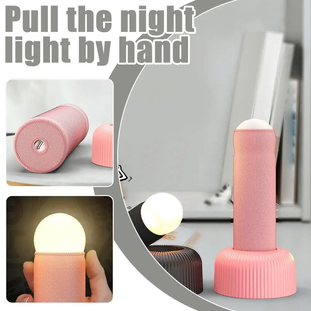 LED ضوء الليل الجدول النوم ليلة مصباح اليد سحب التبديل قابلة للشحن جو الجدول مصباح لغرفة النوم الديكور هدية عيد ميلاد #5