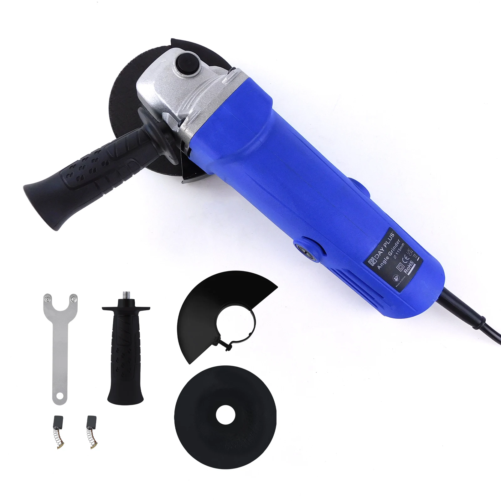 550W Angle Grinder, Corded Angle Grinders 115mm 12000 RPM Grinders Power Tools for Metal Wood, with Side Handle, 115m Disc