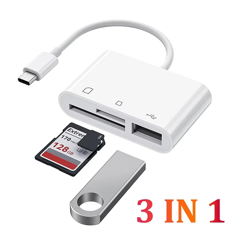 3 In 1 Multifunction USB C SD Card Reader Adapter Type C Micro SD TF Card Reader Connector USB C to USB A For Camera Memory Card