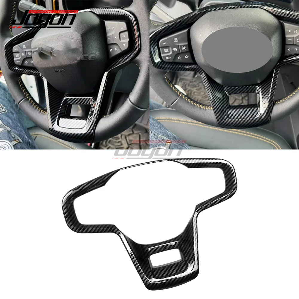 

2021+ Steering Wheel Cover Sticker Decoration For Ford Bronco Steering Wheel Trim Interior Accessories ABS Carbon Fiber Look
