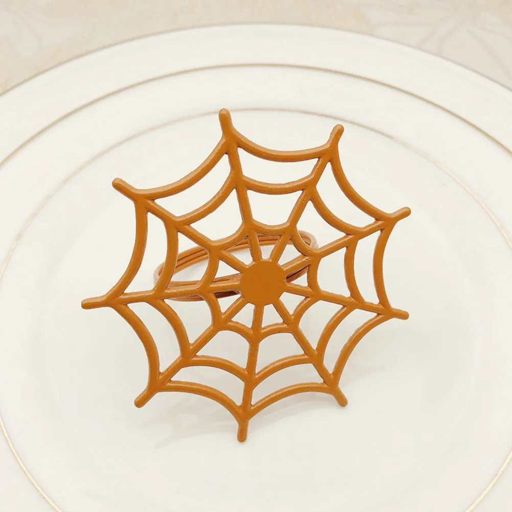 

6 Pcs Napkin Ring Spider Net Design Premium Alloy Restaurant Hotel Halloween Serviette Buckles Decorative Embellishment