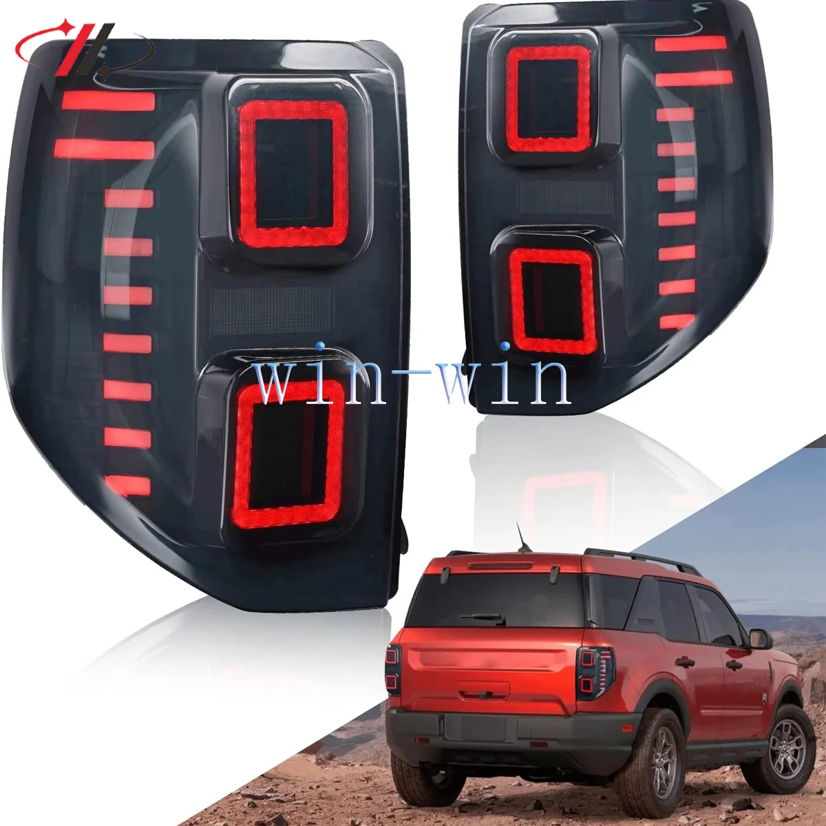 

2Pcs Left/Right LED Tail Lights For Ford Bronco Sport 2021-2023 Smoked Animation Sequential Rear