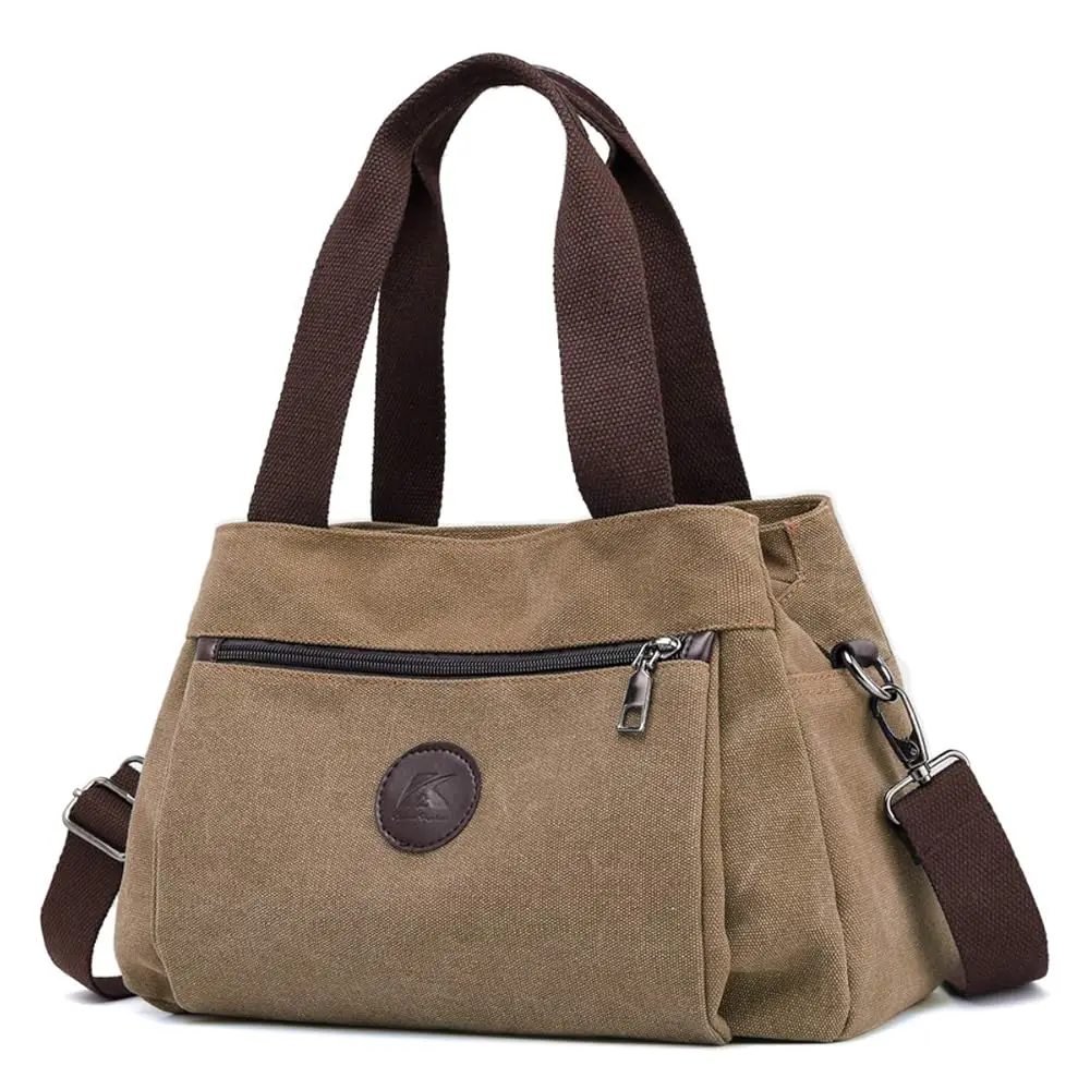Hobo Handbags Canvas Crossbody Bags for Women, Multi Compartment Tote Purse Medium Satchel