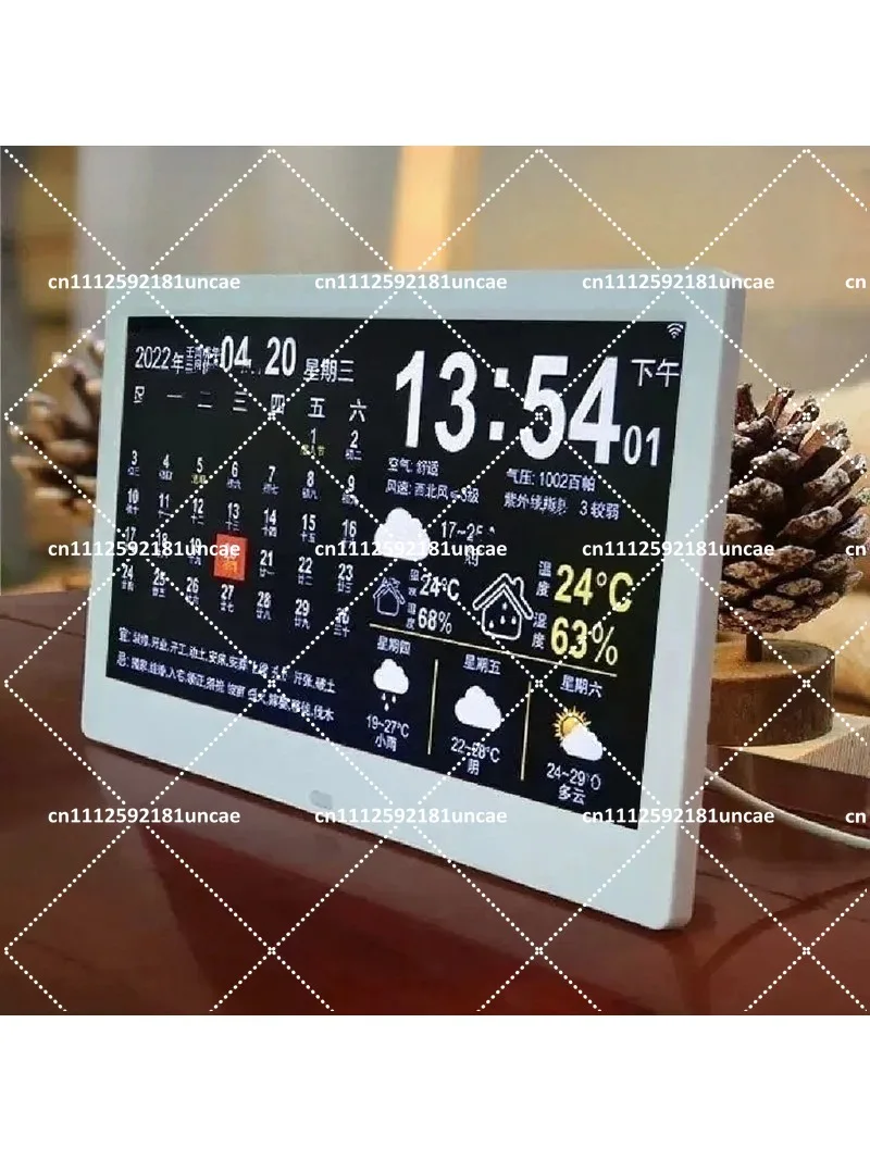 Smart WiFi Digital Perpetual Calendar Clock Wall Mount Alarm with Weather Forecast Desktop Decor Multifunctional