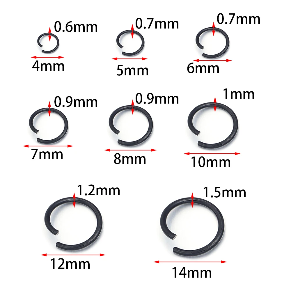 50-200pcs 4/5/6/7/8/10/12/14mm Metal Jump Rings Split Ring Multisize Open Ring For DIY Keychain Crafts Connector Accessories