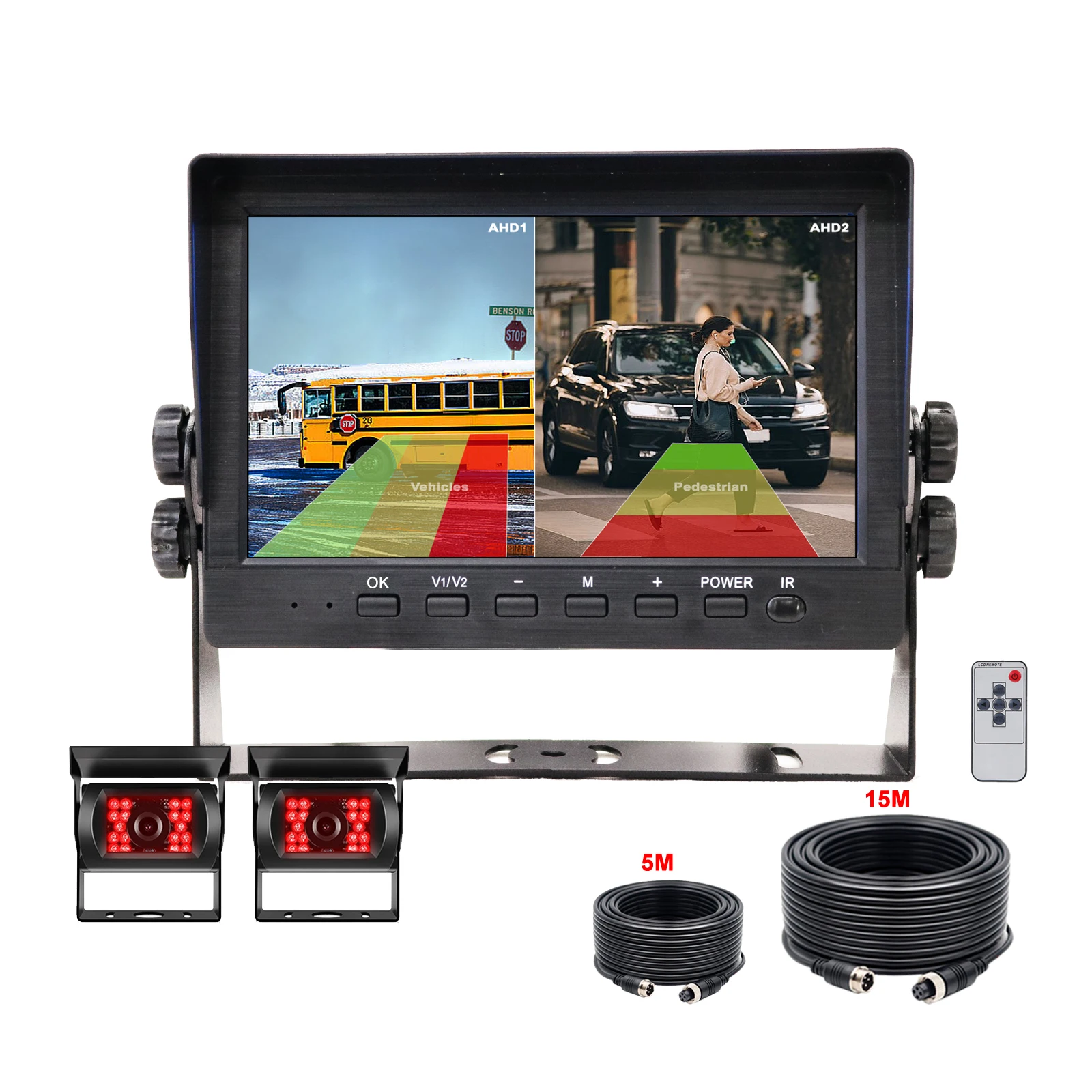 

IPoster 7 Inch IPS Screen DVR Monitor Dual Screen BSD Blind Spot Detection AHD 1080P Rear View Backup Cameras 12-36v For Caravan