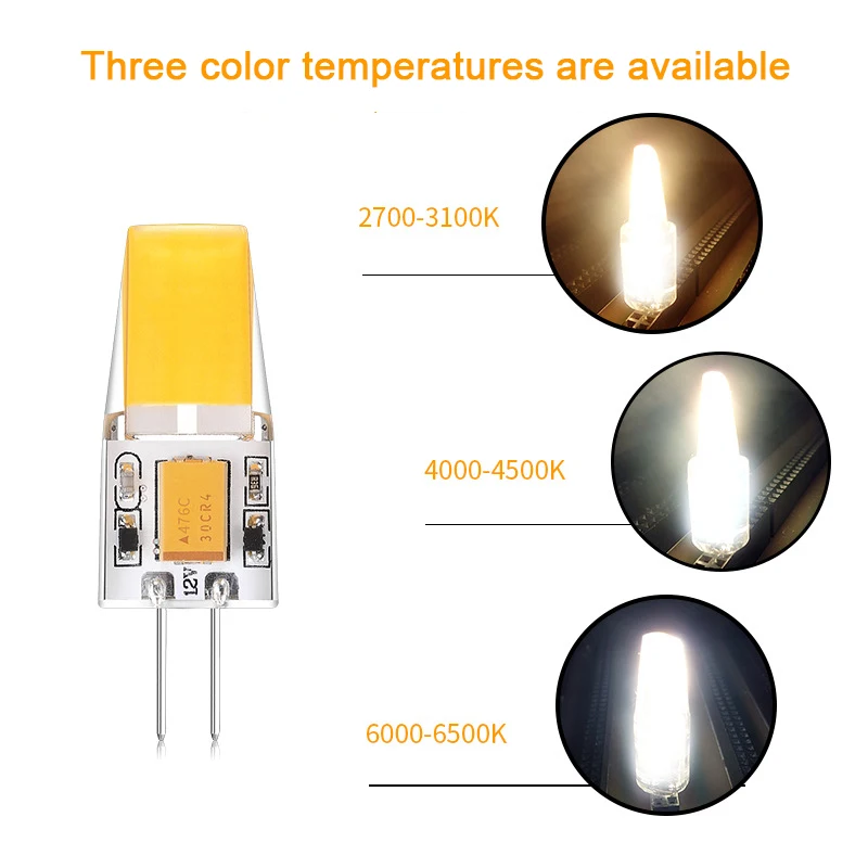 Silica gel mini LED bulb G4 Low voltage 12V COB warm white light is suitable for replacing 20W halogen lamp with crystal lamp