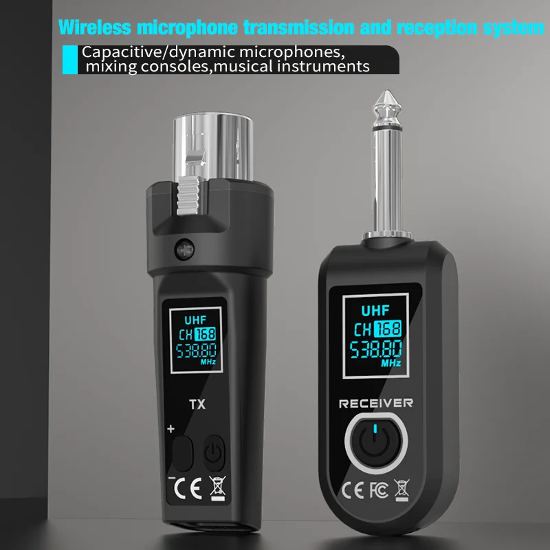 Microphone UHF Wireless Converter Dynamic Condenser Universal Recharge XLR Transmitter and Receiver for Mic Audio Mixer Guitar