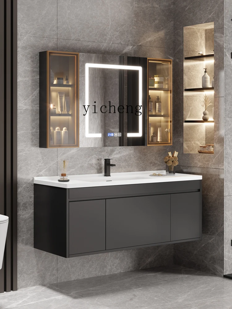 Xl Ceramic Integrated Bathroom Cabinet Combination Smart Bathroom Solid Wood Hand Washing and Face Washing Washstand