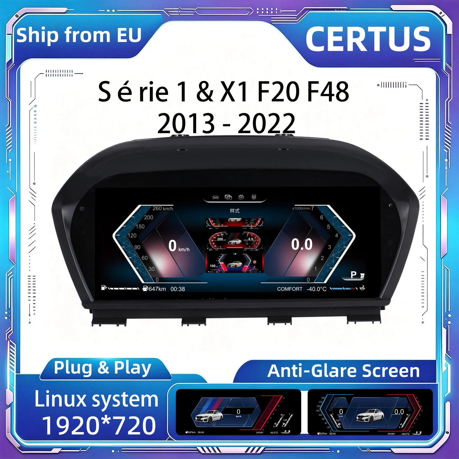 Panel de Instrumentos LCD, Cabina Virtual para BMW Serie 1 y 2, X1, X2, F20, F22, F48, F49, 2013-2022, Pantalla Digital con Velocímetro