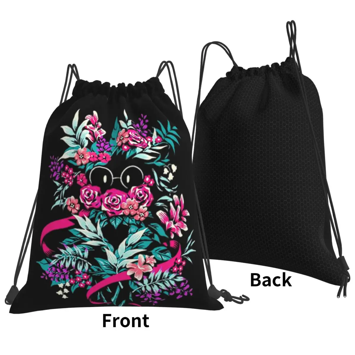 Deltarune Spamton Merch Ralsei Floral Backpacks Portable Drawstring Bags Sports Bag Book Bags for Travel Students