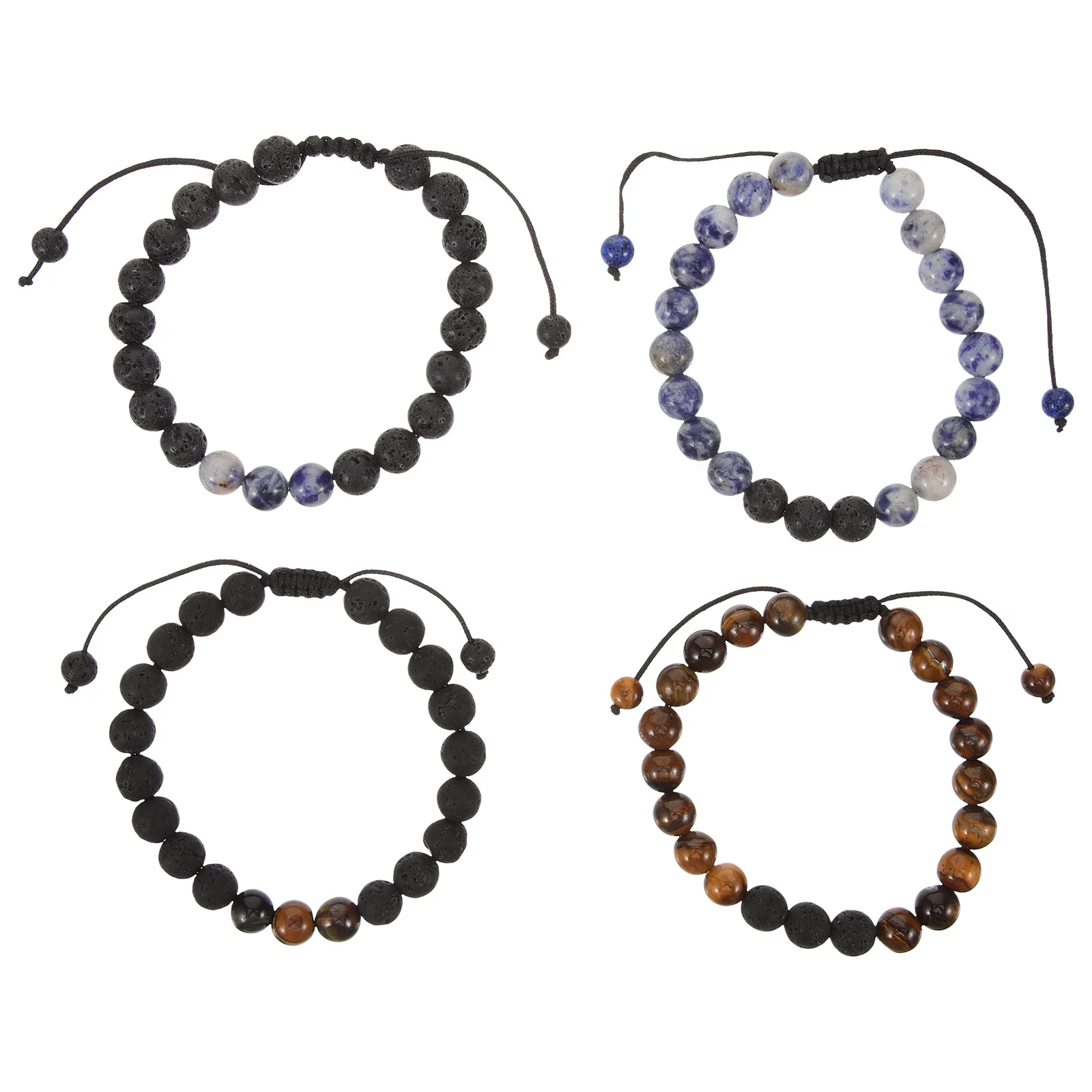 

4Pcs Men Woven Bracelet Adjustable Unisex Decorative Wrist Decor Creative Charm Jewelry Gift for Daily Wear Office Travel Party