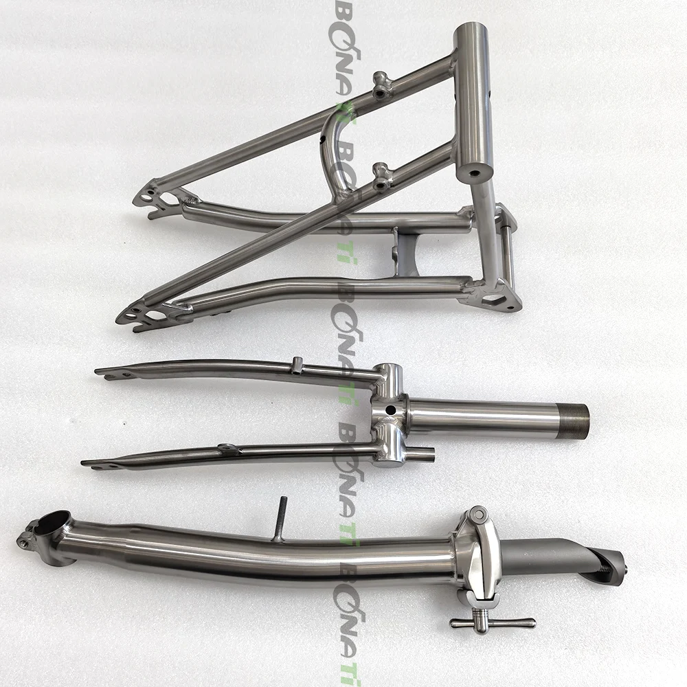 Titanium Folding Bike Framesets, Main Frame, Front Fork, Rear Triangle Stem for P Line