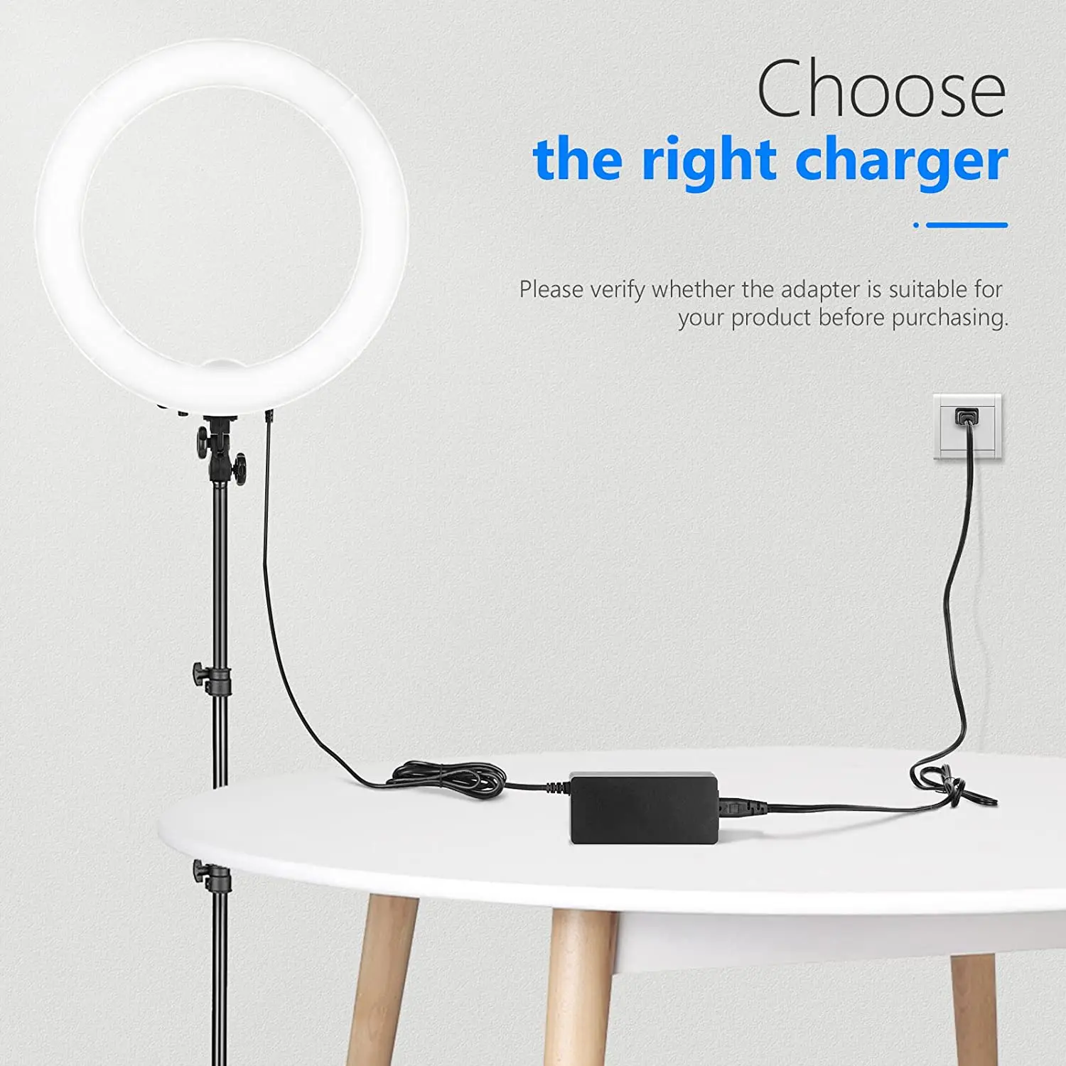 Neewer AC 100-240V a DC 12V 3A 36W adattatore di alimentazione con cavo di alimentazione da 6,5 piedi/2M per luce Video a LED 480 e luce ad anello