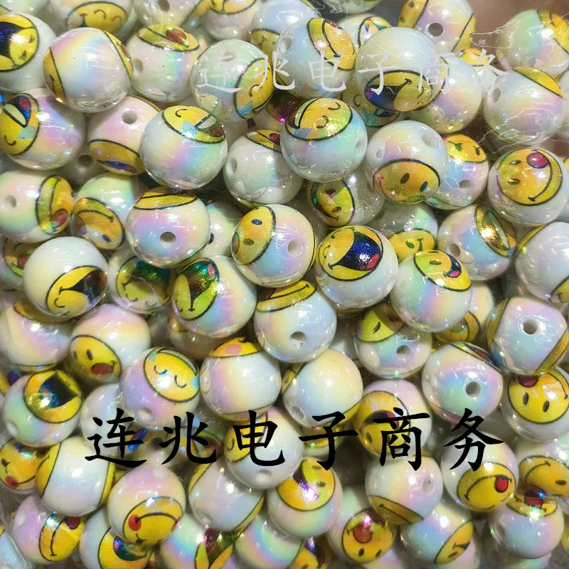 5pcs face cartoon anime acrylic beads white background printed beads for diy jewelry making bracelets materials