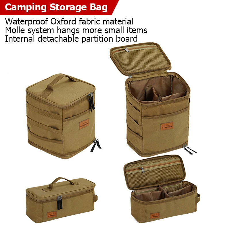 Camping Storage Bag Portable Oxford Cloth Large Capacity Gas Stove Canister Pot Carry Bag Storage Sack Picnic Basket MOLLE Bag