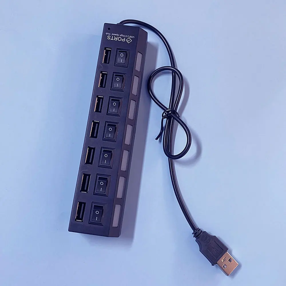 Divisor de concentrador USB con interruptor Individual, divisor de puerto USB 4/7, interruptor Individual, adaptador USB, enchufe multipuerto,