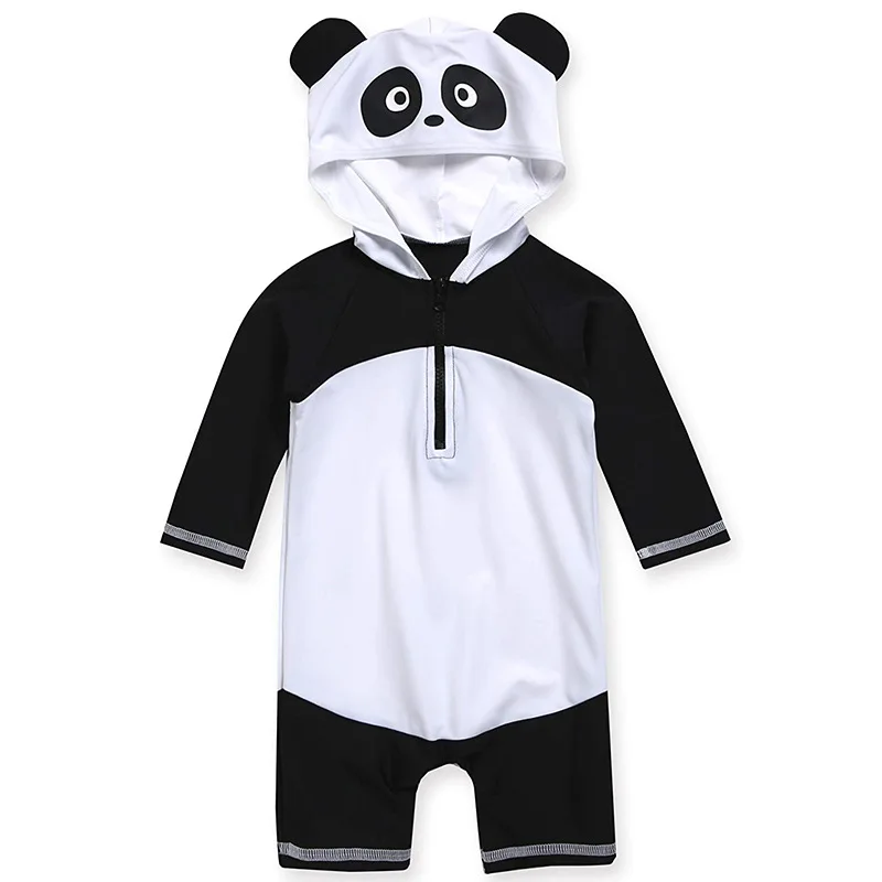 1-3Y Baby Boys One Piece Bathing Suit 4-7Y Child Kids Hoodie Swimwear Swimsuit Long Sleeve Sunscreen Penguin Style Beach Wear