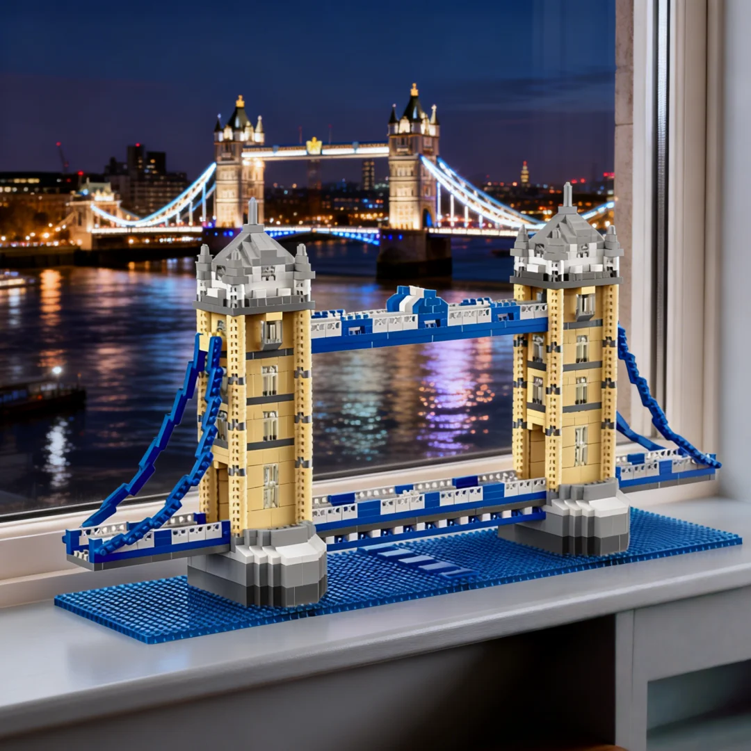 Twin Bridges Micro Building Blocks–Desktop Display Architecture Model,Stress Relief Puzzle Toys for Adults,Birthday Holiday Gift