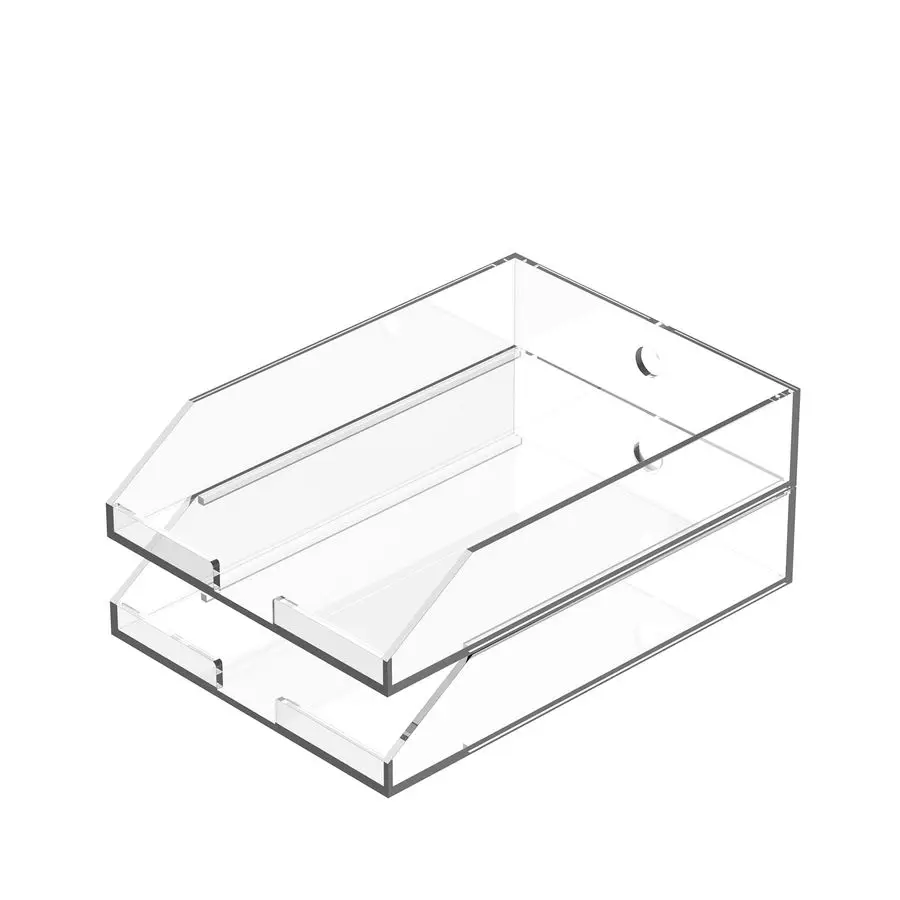 

Pack Stackable Clear Acrylic Paper Trays, Desk File Organizer, A4 Paper Holder, Letter Tray