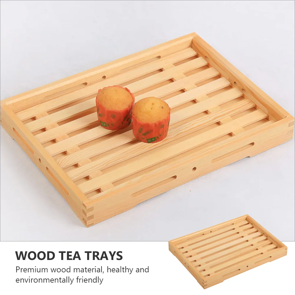 

Wooden Baking Display Tray Premium Eco Friendly Retro Style Thick Food Plates Bread Service Rectangular Trays Tea Fruits