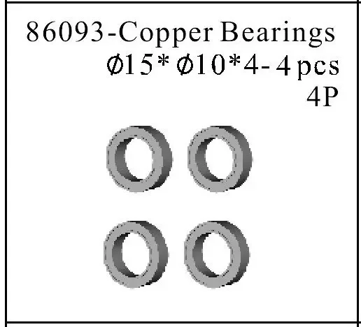 86093 Copper Bearings 15mm x 10mm x 4mm 4 pcs 15x10x4