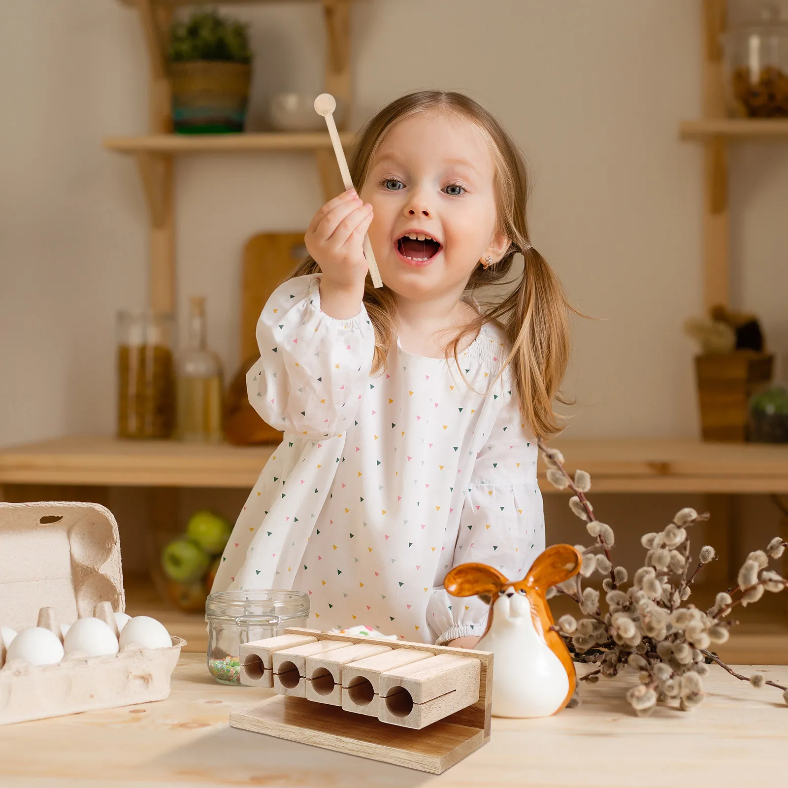 Five-Tone Wood Percussion Block Clapper Safe Educational Instrument for Preschool Kids Musical Development Rhythm Creativity