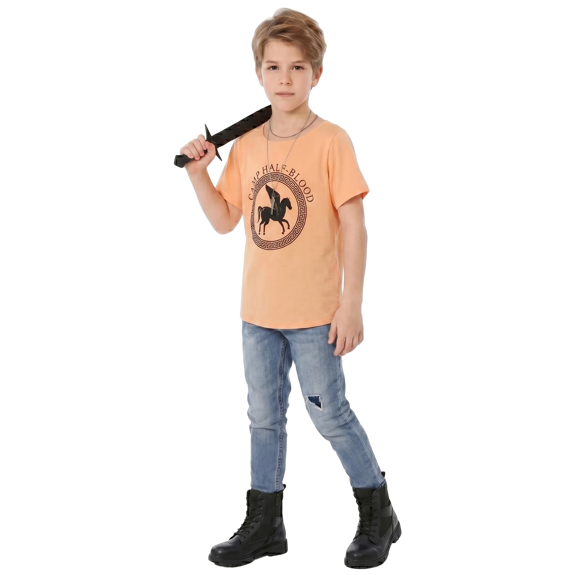 Youth T-Shirt Kids Greek Mythology Demigod Horse Graphic Short Sleeve Tee Jackson Costume Top for Boys Book Day Party Cosplay view 4