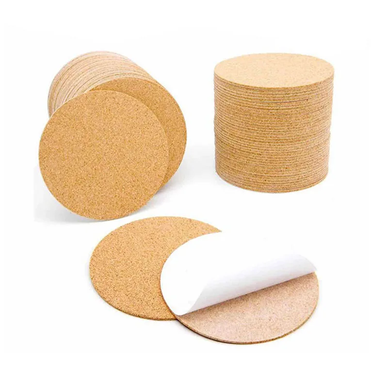 Self-adhesive Cork Mat Round Square Cork Mat Handmade DIY Craft Materials Table Decor for With Strong Adhesive Office Home