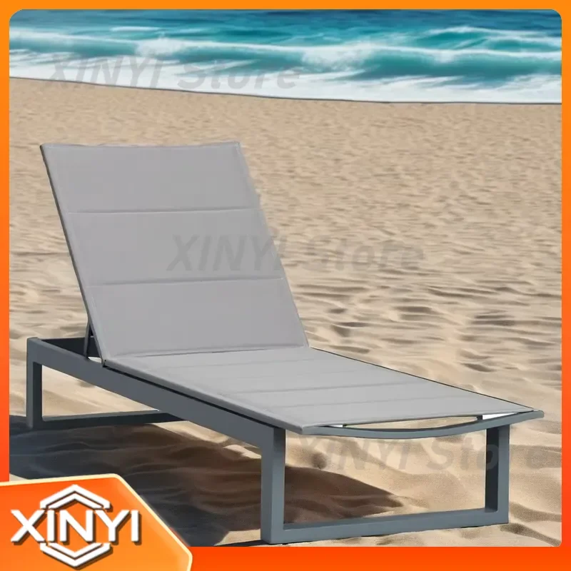 Aluminum Five-Position Adjustable Back Folding Lounger for Outdoor Garden Beach Villa Leisure Use