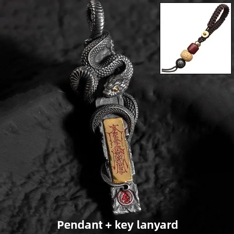 Spirit Snake Protecting Pendant Taoist ChineseTraditional Culture Golden Light Protecting Lucky All-match Key Bag Lucky Pendant