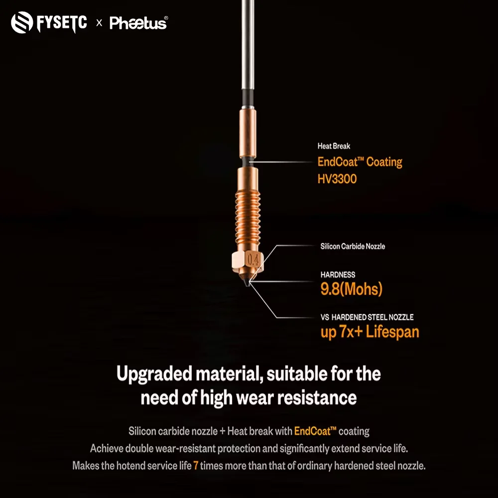 Dysza 0.4 MM MK4S do Phaetus Sic Nextruder Prusa MK4, ulepszona, odporna na zużycie, część do drukarki 3D — zdjęcie produktu 4