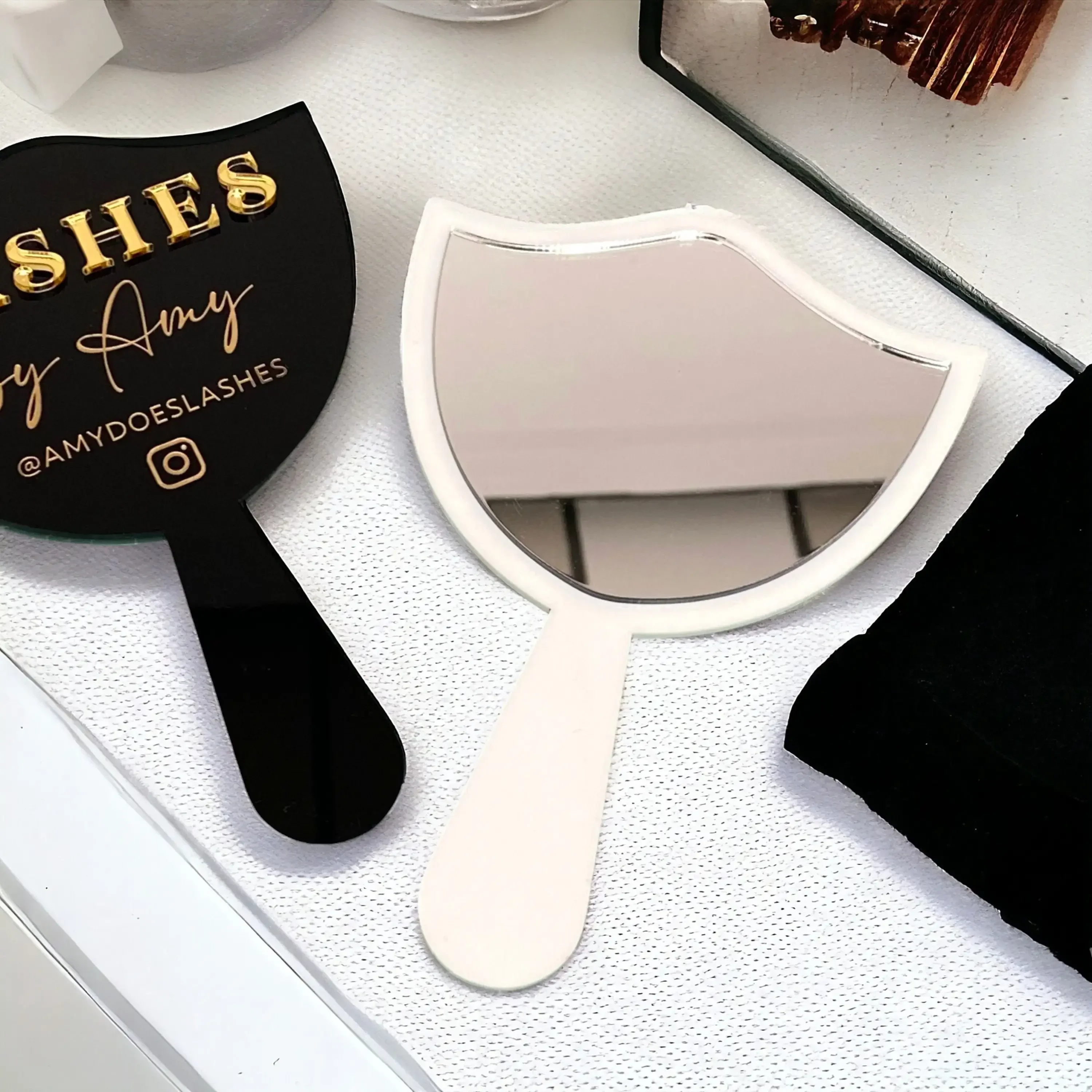 Handheld Mirror Social Media Prop Personalised Eyelash Technician Prop Lash Extension Face Paddle Aesthetics Lash Room Decor