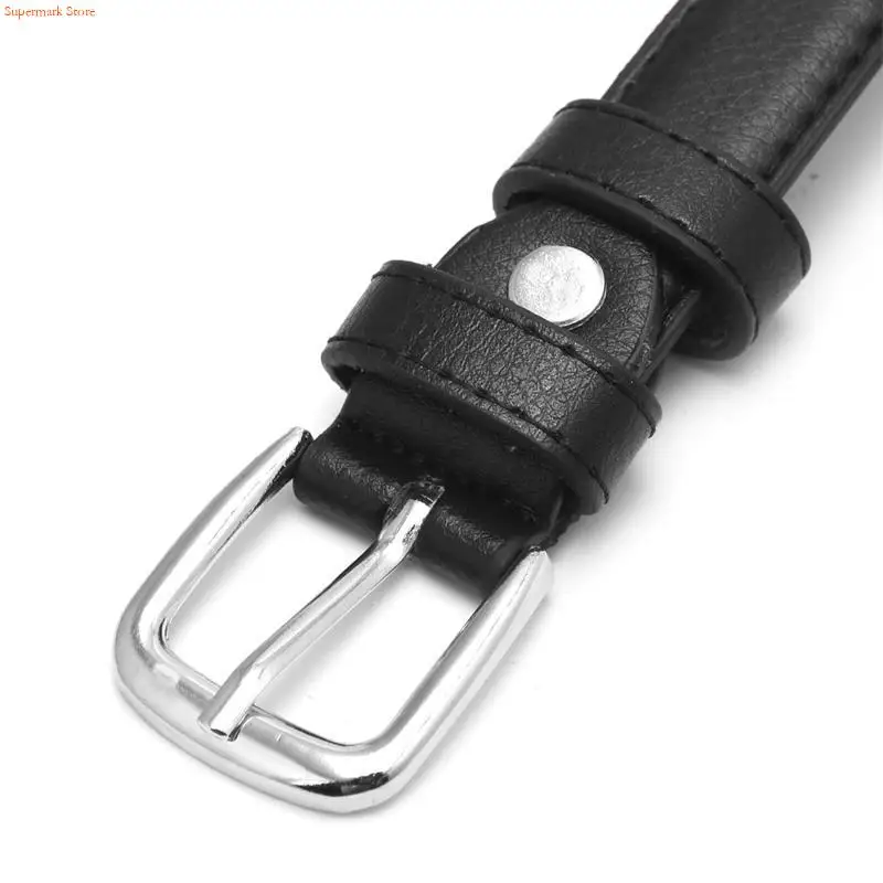 Q5WE Fashion Female Antique Black Belt Metal Buckle Jeans Woman Faux Leather Belt