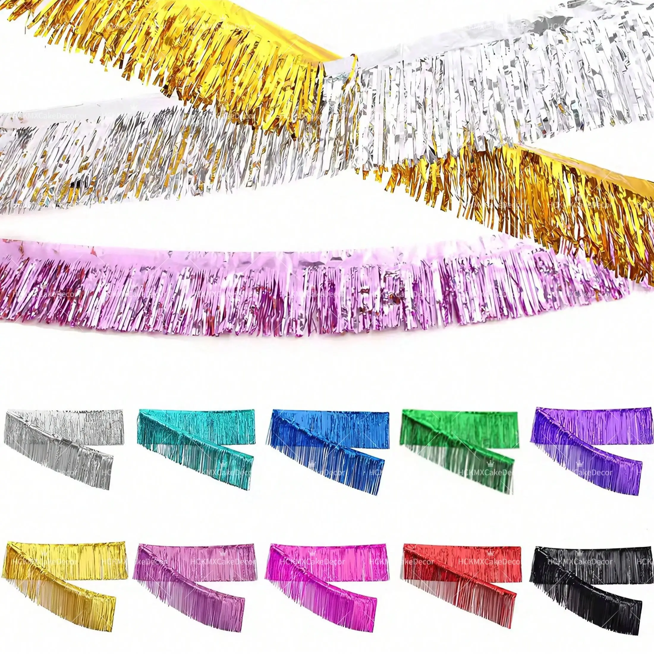 1 Stück/3 Stück Folien-Fransengirlande, Glänzende Partydekoration für Geburtstag, Hochzeit, Babyparty, Weihnachten, Fotografie