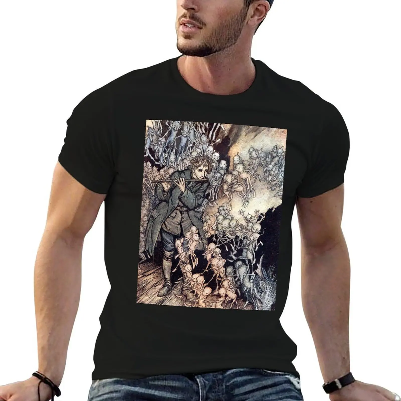 The Gnome - Grimm Brothers - Arthur Rackham T-Shirt Outdoor Work Short Sleeve Top