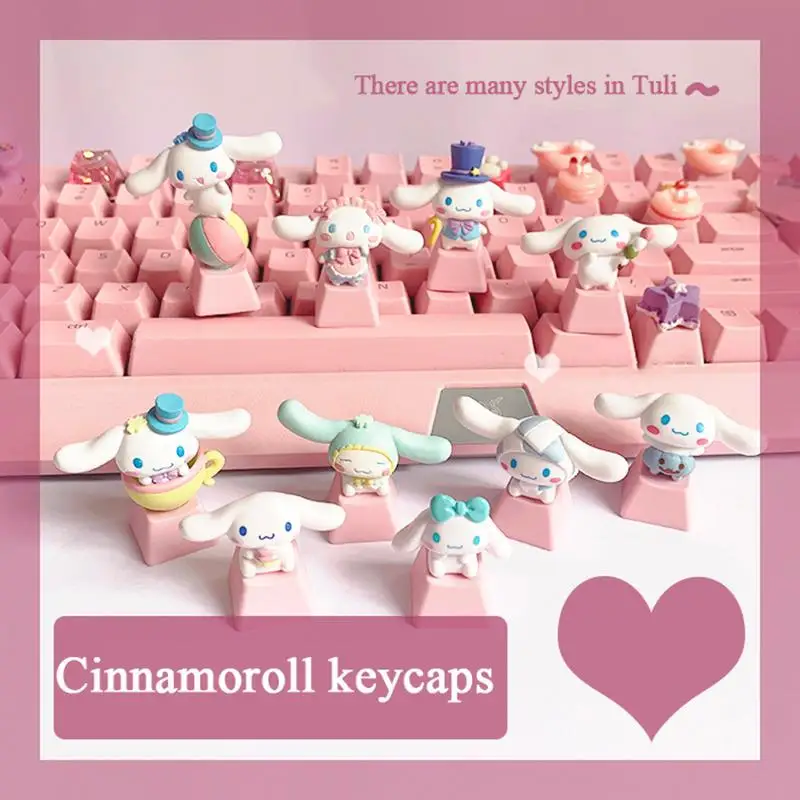 Sanrio Mechanical Keyboard Keycaps Cinnamoroll Purin Pochacco Kawaii PBT Key Cap Personalized Custom DIY Girls 3D Gamers KeyCaps