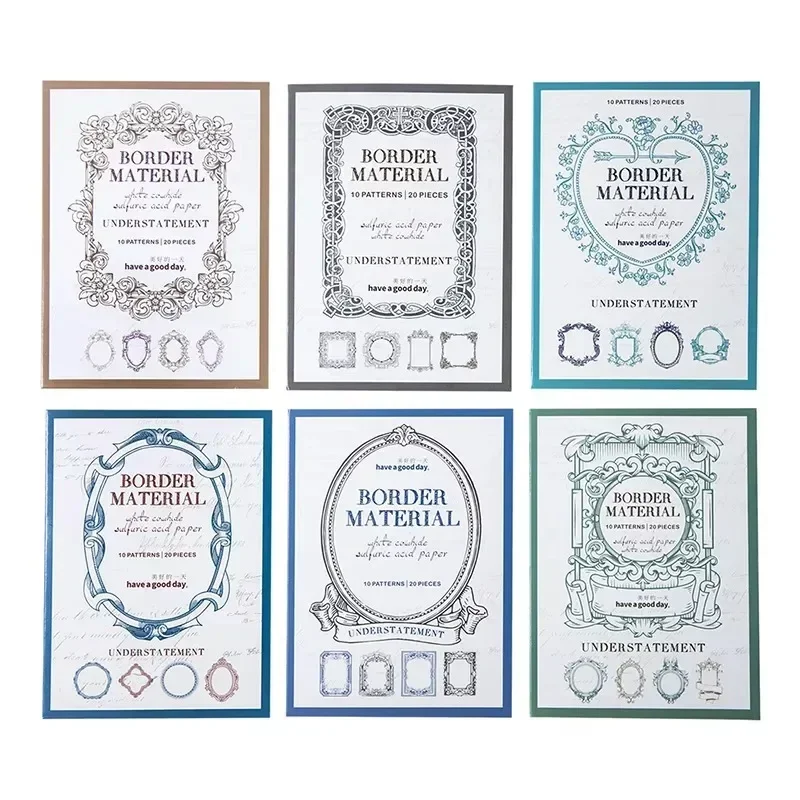 

20 шт., упаковка для коллажей для скрапбукинга, легко описано, блокноты, материал для украшения, легкая винтажная бумажная рамка, основа 164*104 мм