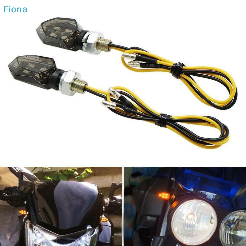 ✔Universal Mini Motorcycle Smoke Lens Turn Signal Light 5 LED 12V Amber Blinker Indicator Lamp Two Wire