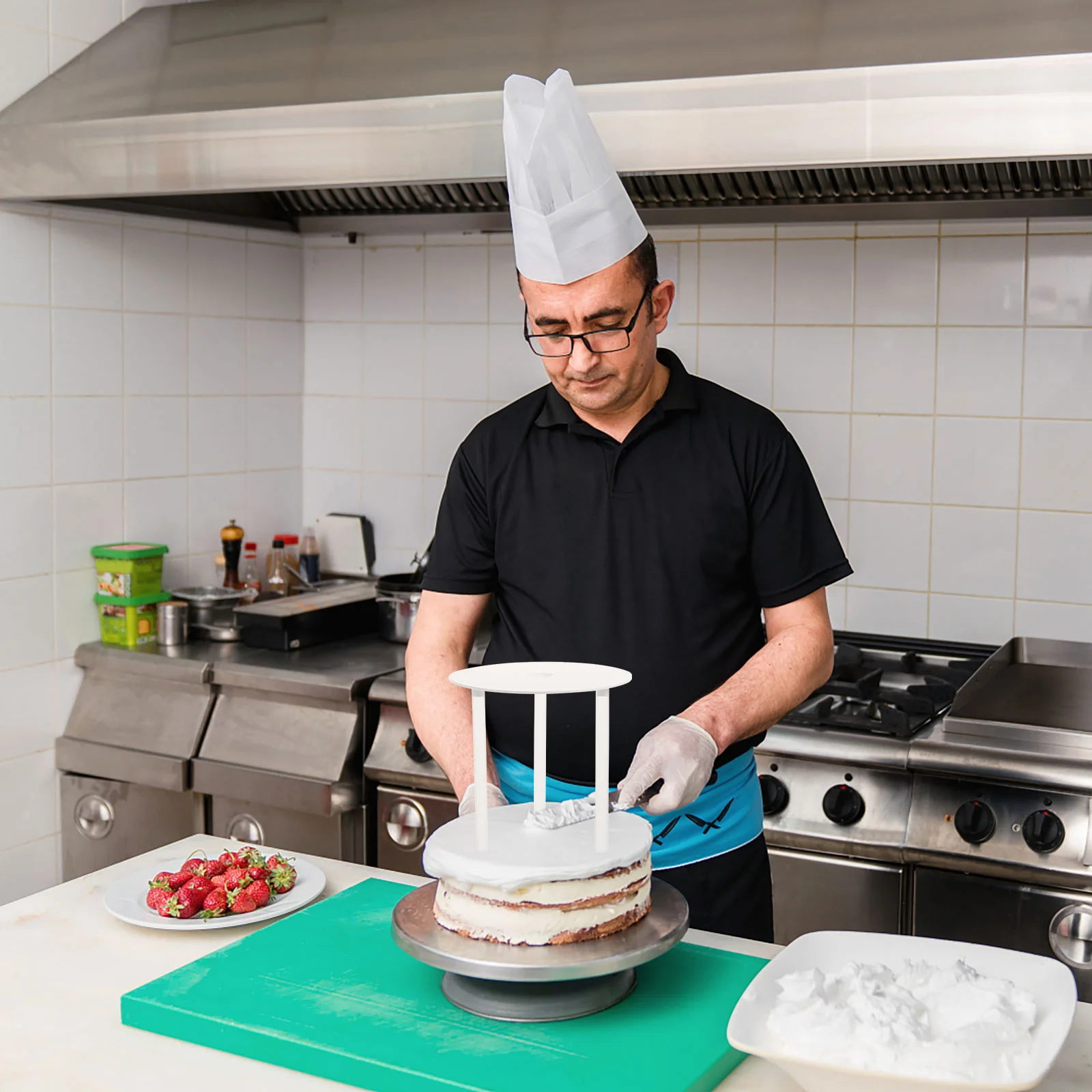 4 Set Dowel Kue Tumpukan Berdiri Tongkat Mendukung Konstruksi Berjenjang Pernikahan Multi-layer Susun Kit Pemegang Suspensi Gasket