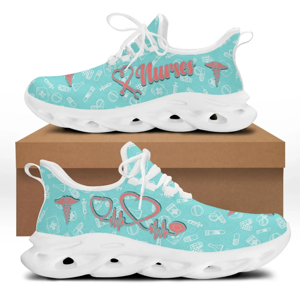 Vrouwen Arts Verpleegster Sneakers Medisch Ziekenhuis Print Lichtgewicht Mesh Flats Dames Casual Dikke Schoenen Hot