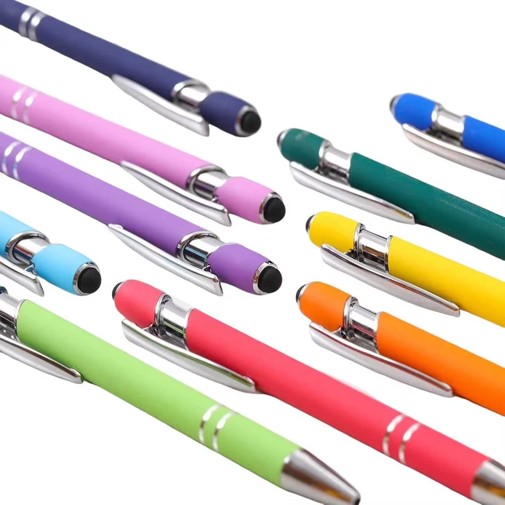 5-10Pieces Ballpoint Pen with Stylus Tip, Metal, 2 in 1 Stylus Ballpoint Pen 1.0 mm Black Ink for Smartphone, Table image 4