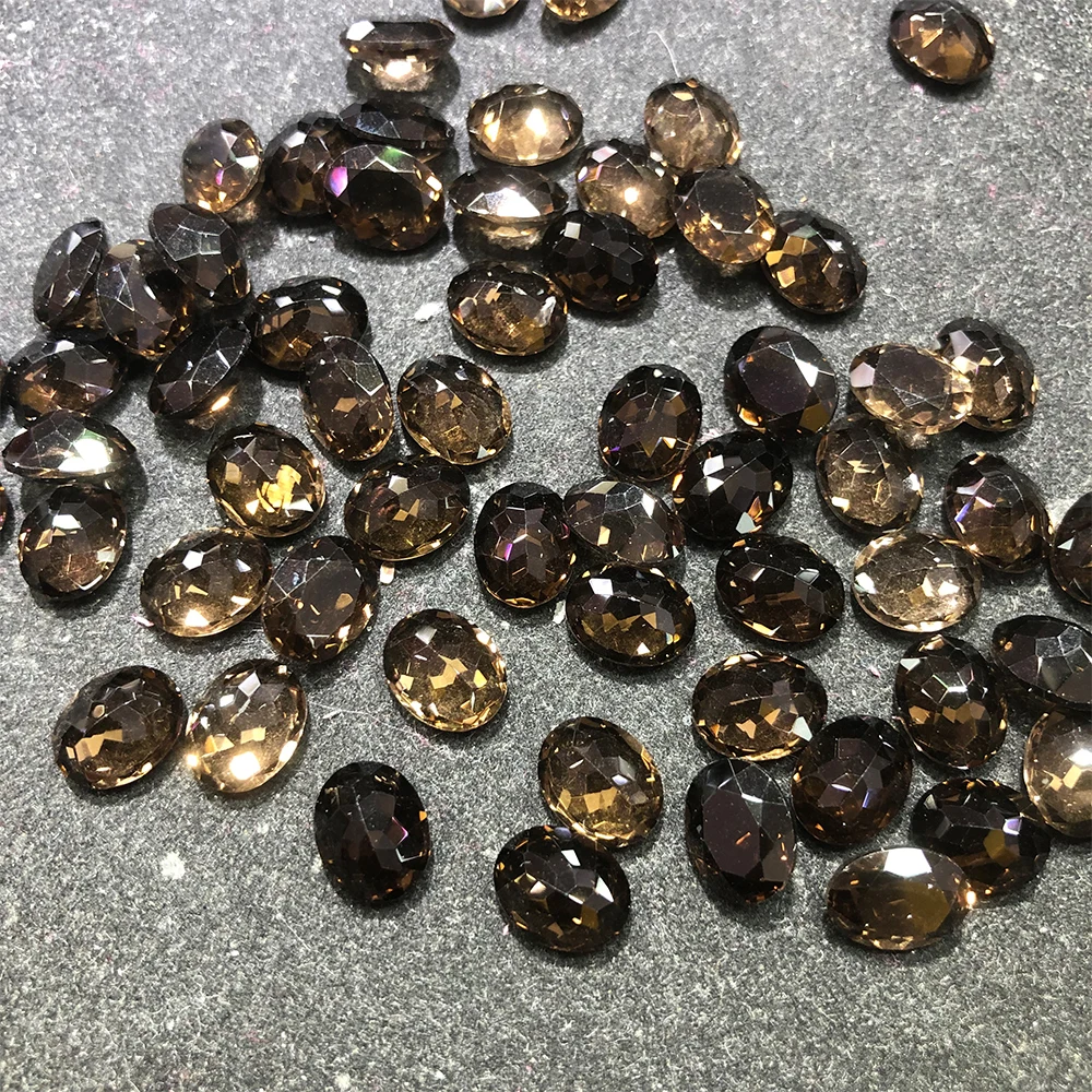 1pc Natural Stones Smoky Quartz Crystals Faceted Carved Oval Shape Gemstones Crystal Stone Mineral Quartz DIY Home Decoration