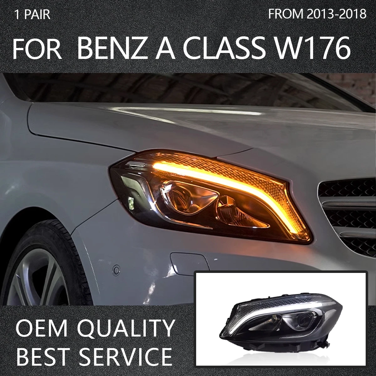 

YOFER Car Headlights For Mercedes-Benz A-Class W176 2013-2018 LED Car Lamps Daytime Running Lights Dynamic Turn Signals