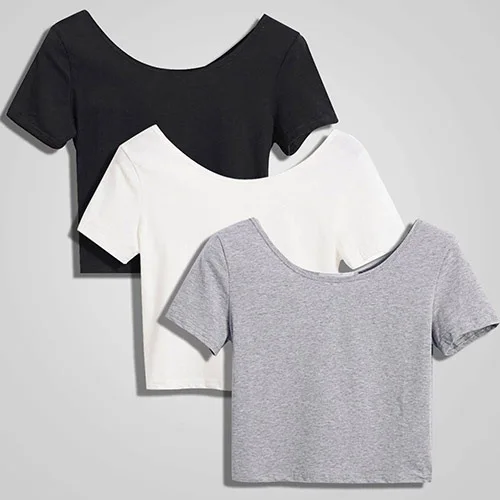Summer T Shirt Women New Solid Color Casual Sports Short Umbilical Harness Hot Female Tee Tshirts Dropshipping YKDsm503