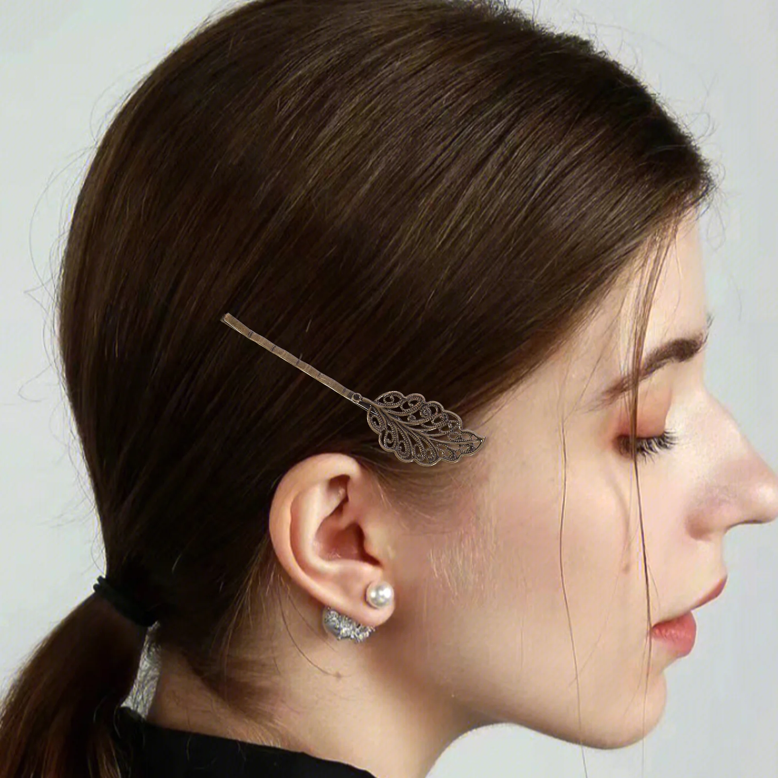 

10Pcs Vintage Retro Leaf Hair Clip Bronze Bobby Pin Elegant Hairpin for Wedding Party Daily Wear Leaf Hairpin Bronze Hair Clip